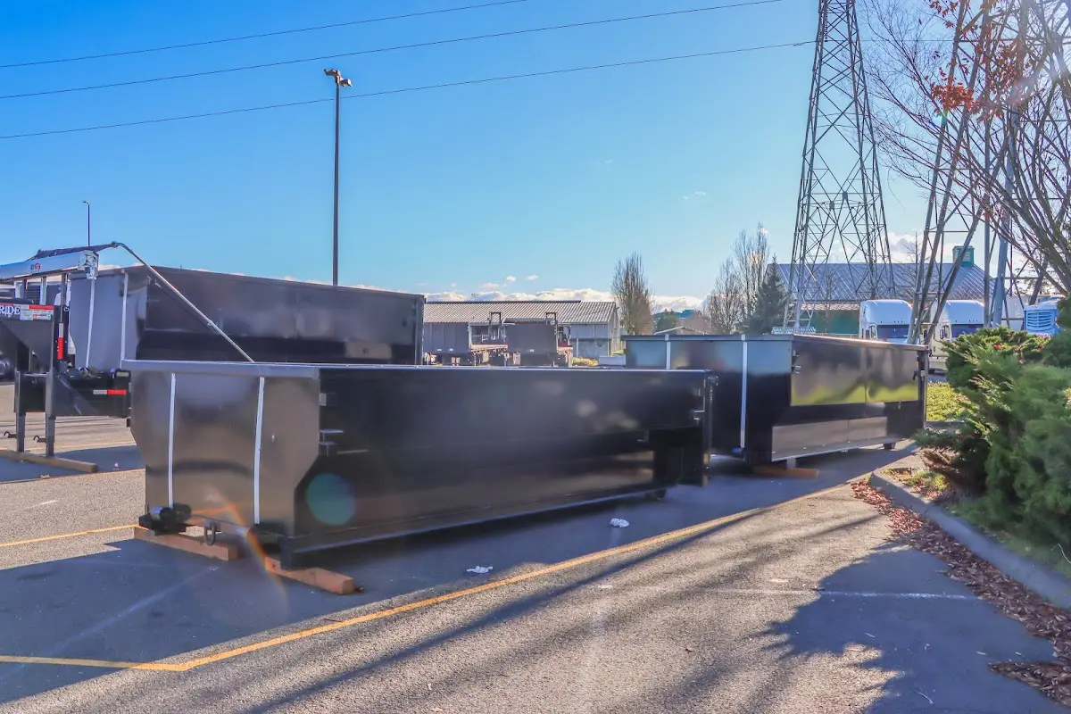 Roll-off dumpster ready for waste disposal at job site for Commercial Dumpster Rental in De Soto